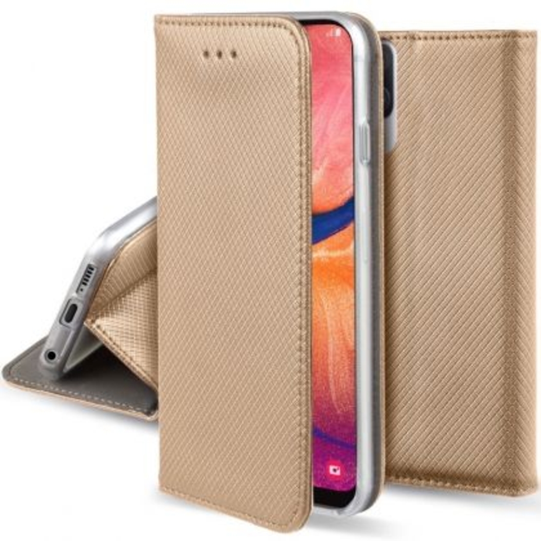 Кожен калъф Flip Book Smart за Samsung А505 Galaxy А50, Златен