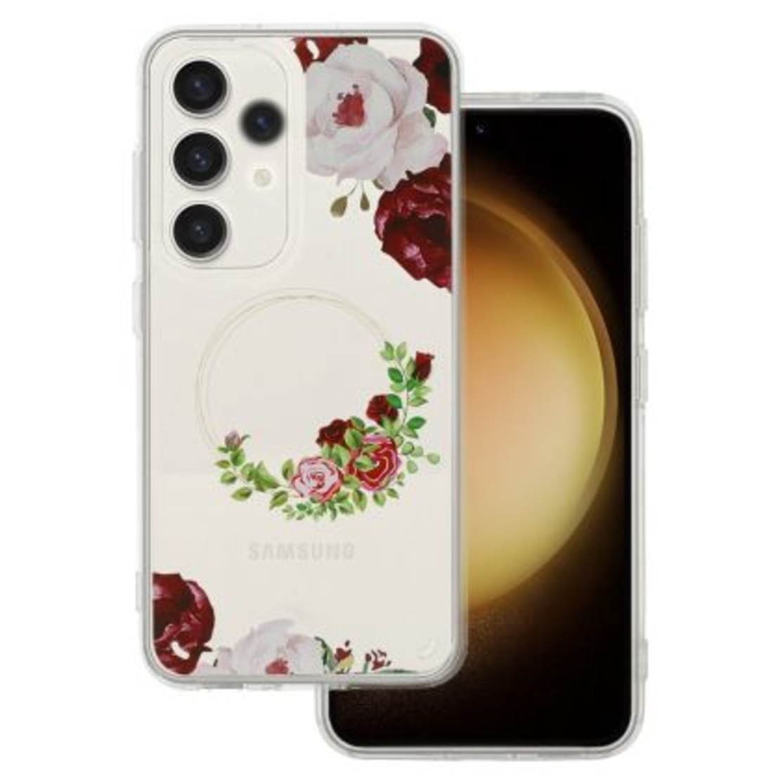 Кейс Tel Protect Flower, за Samsung Galaxy A33 5G, Защита около камерата, Прозрачен с червени рози