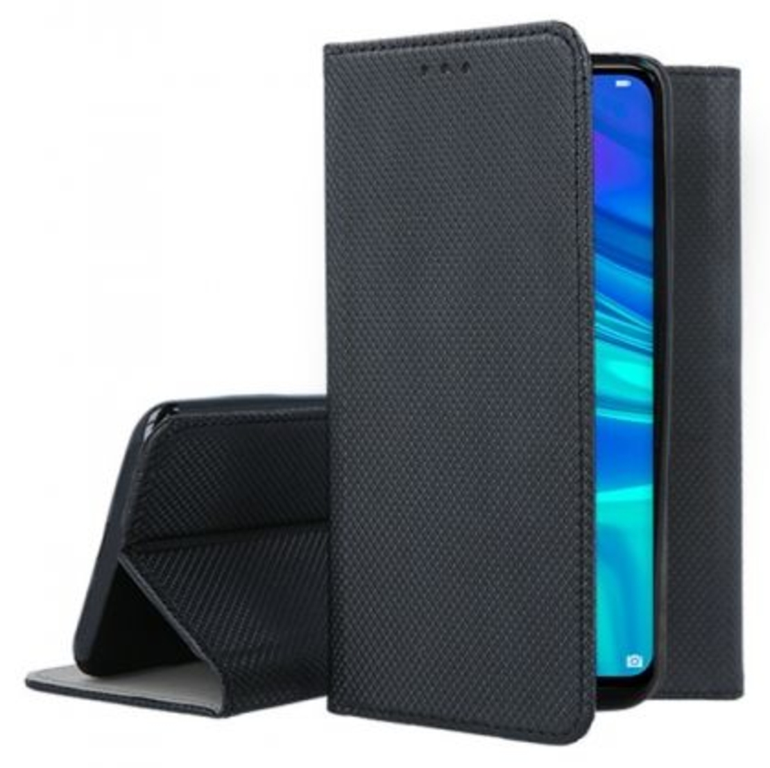Кожен калъф Flip Book Smart за Huawei P Smart 2019, Черен