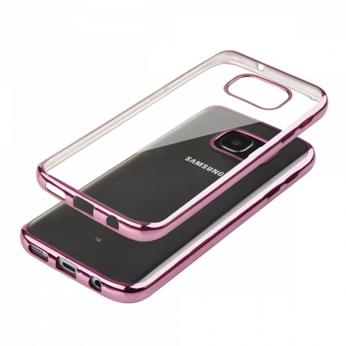 Луксозен силиконов калъф Glossy с розова рамка за Samsung G930 Galaxy S7