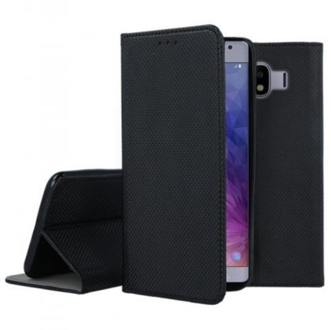 Кожен калъф Flip Book Smart за Samsung J400 Galaxy J4 2018, Черен