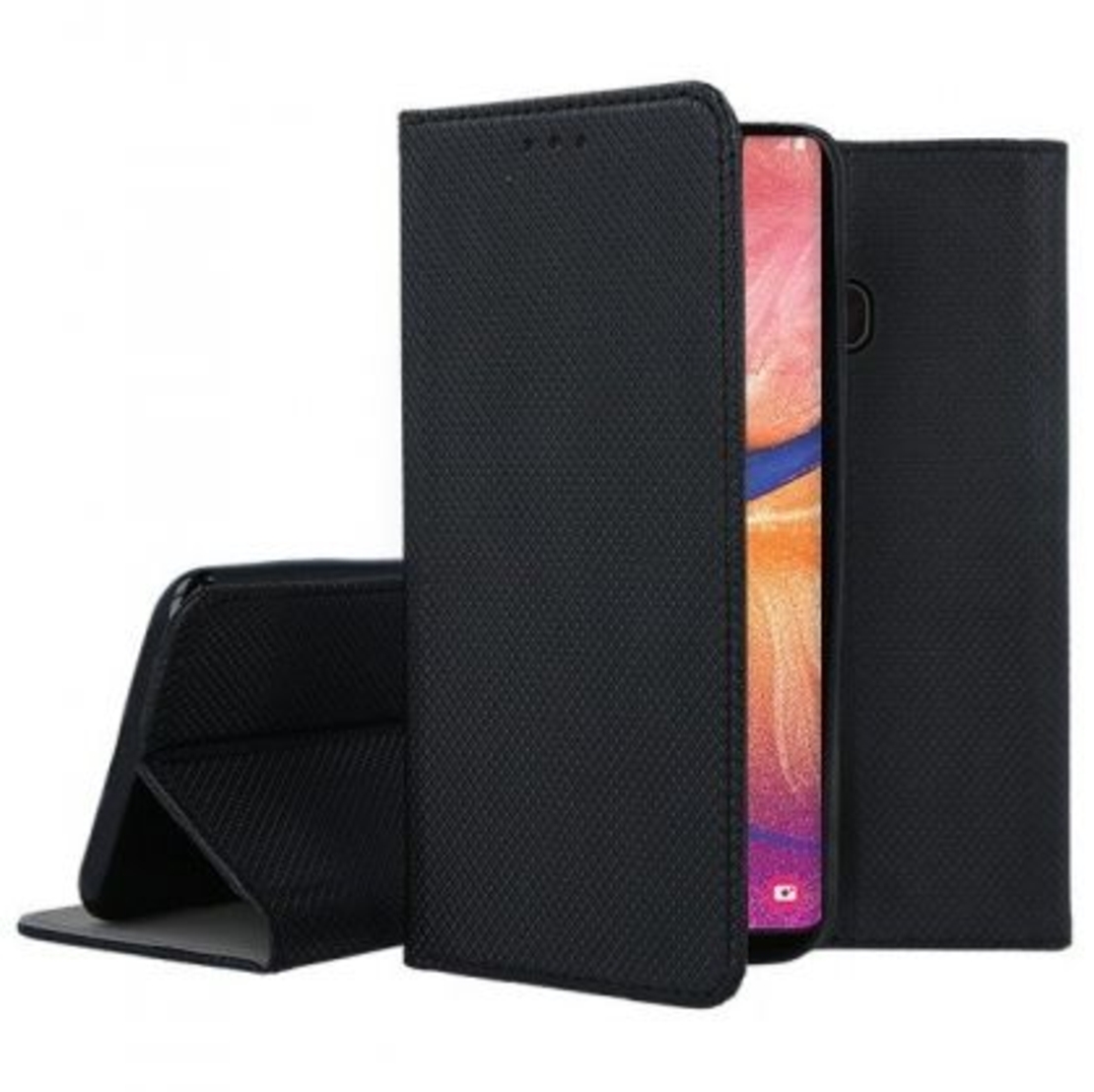 Кожен калъф Flip Book Smart за Samsung A202 Galaxy A20e, Черен