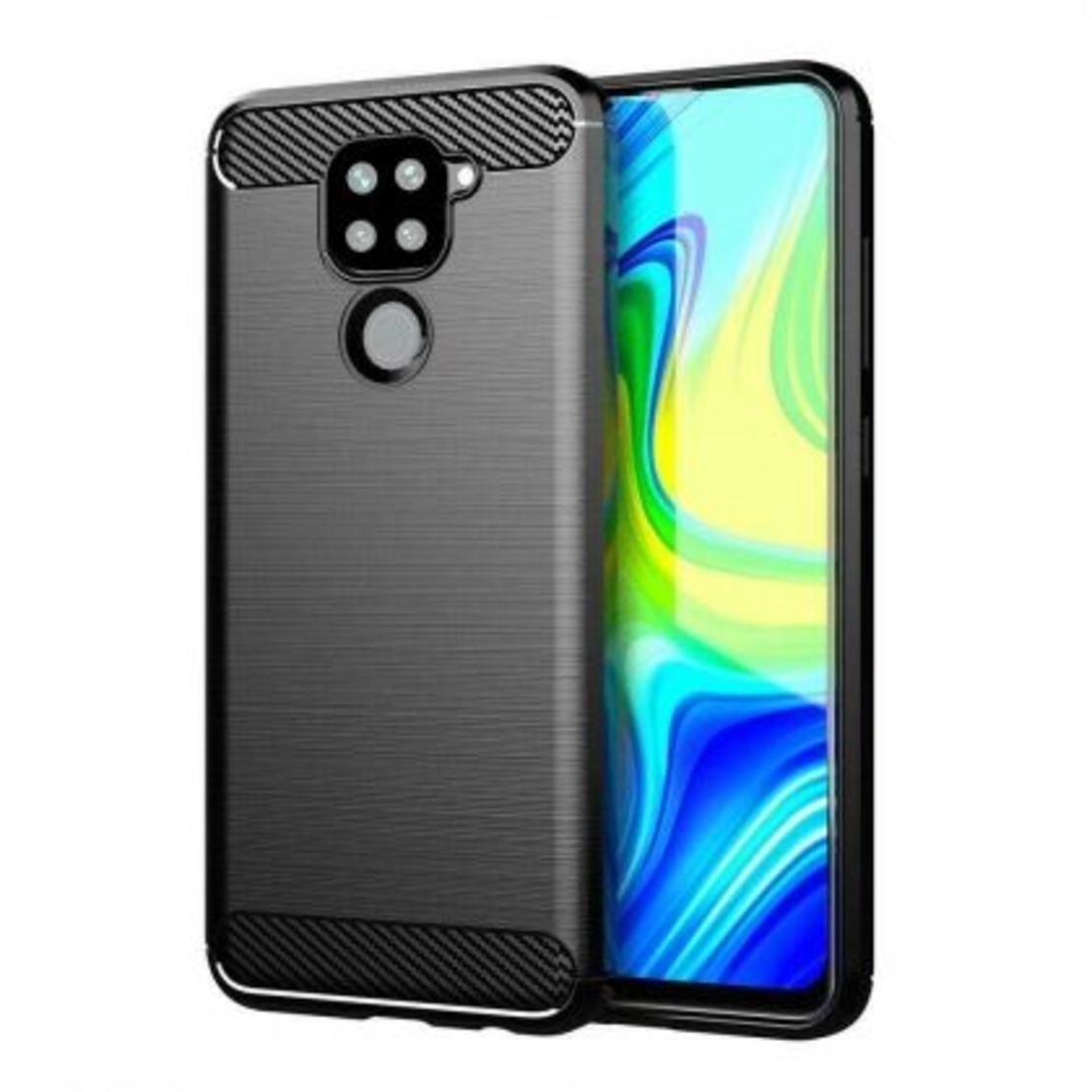 Anti Shock гръб Carbon за Xiaomi Redmi Note 9 със силиконова защита около камерата, Черен