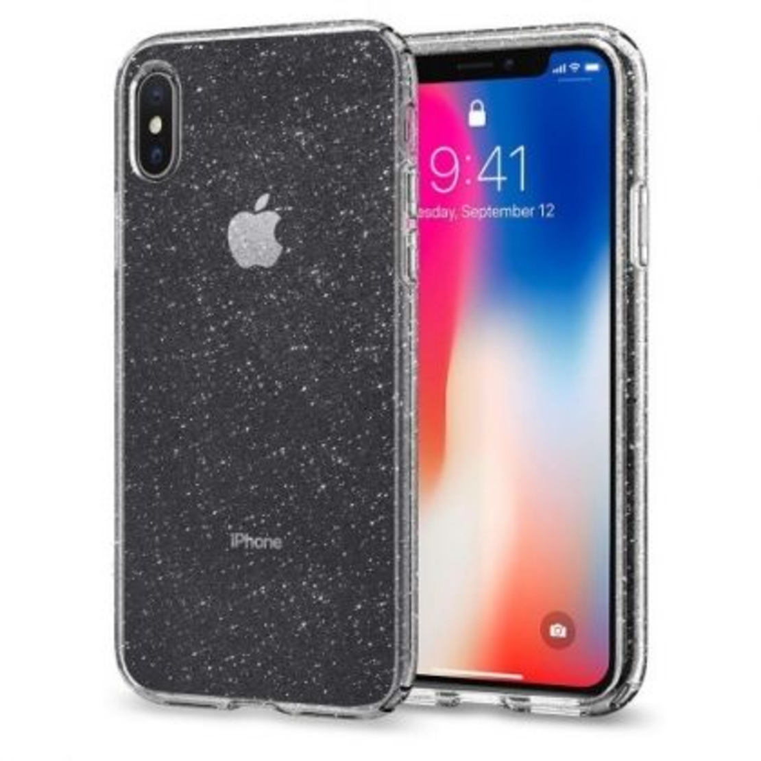Силиконов гръб Lily Crystal Glitter за IPhone XR, Черен прозрачен