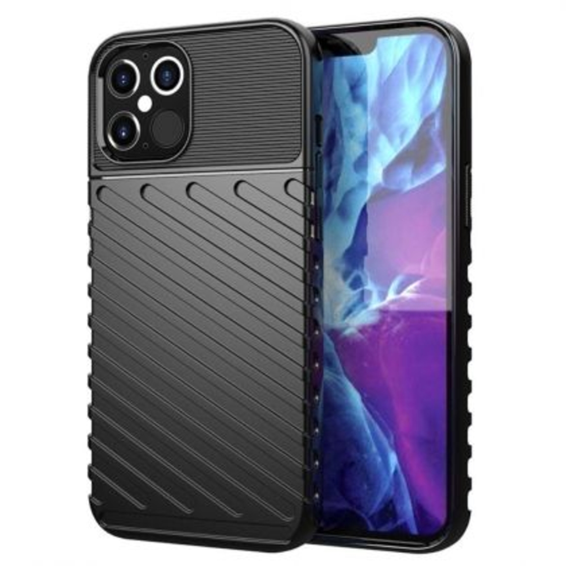 Противоударен кейс Thunder за IPhone 12/12 Pro, Черен