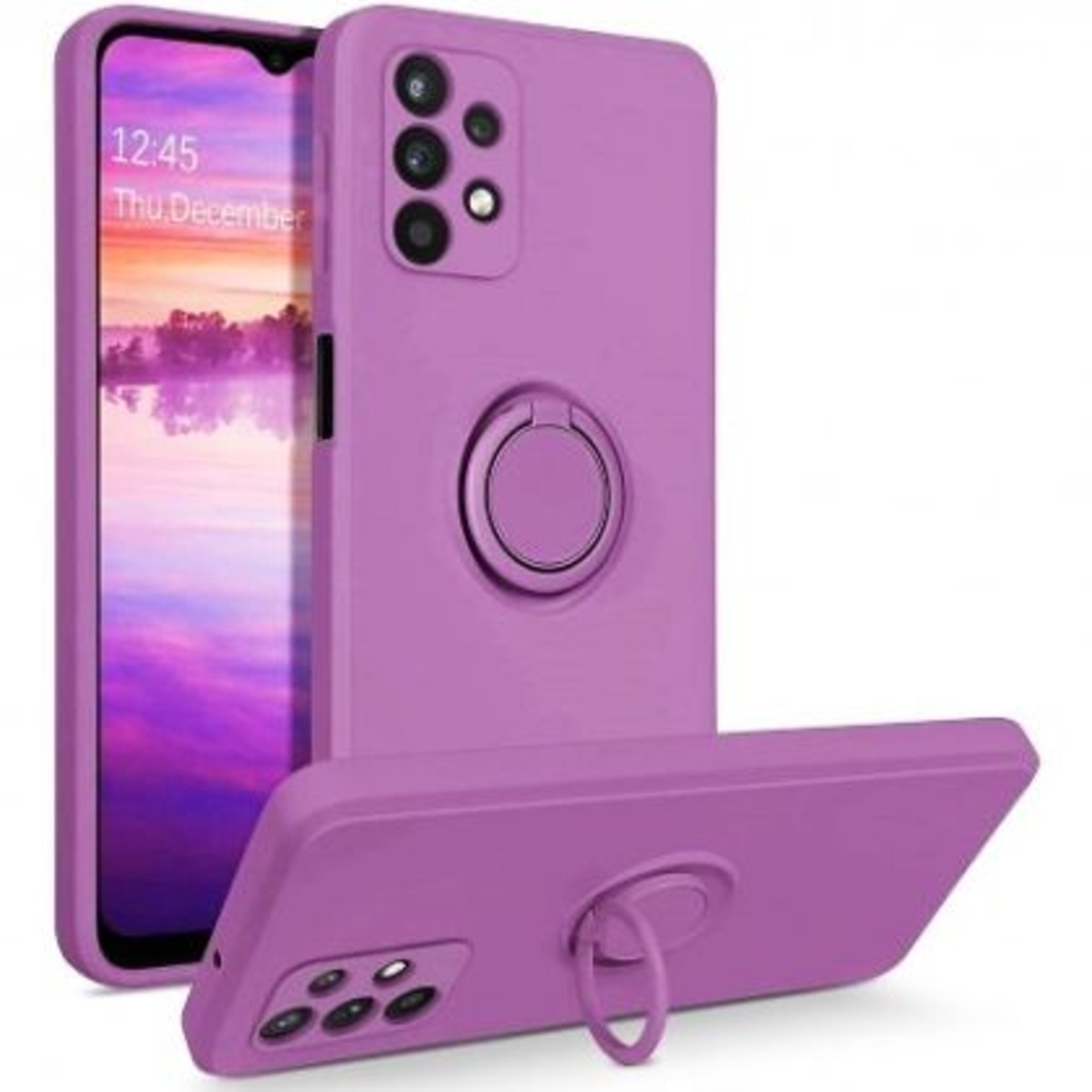 Кейс Vennus Silicone Ring за Samsung Galaxy A13 4G, Метален ринг, Защита около камерата, Лилав