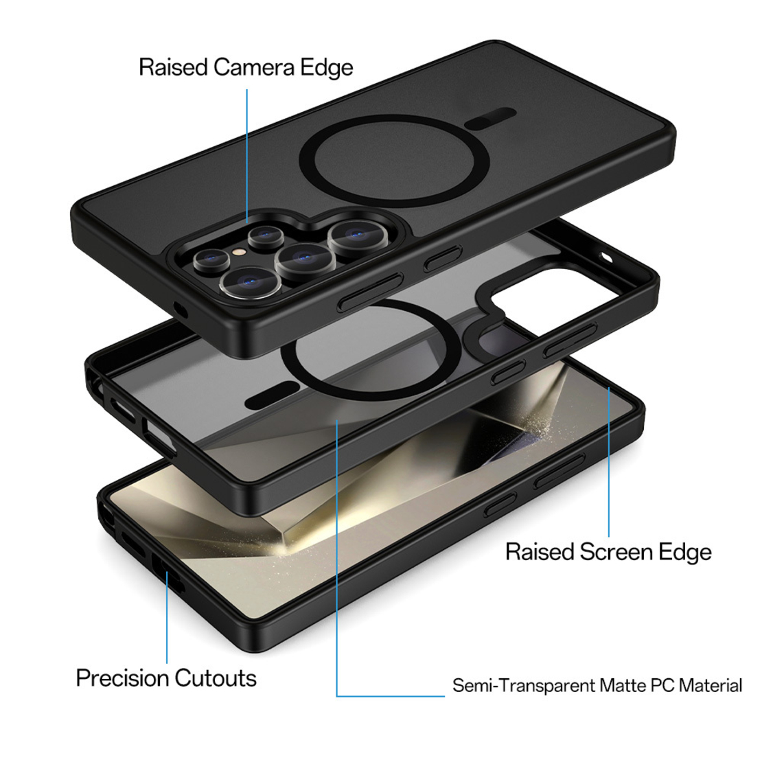 Кейс Magsafe Magnetic Crystal за Samsung Galaxy S25 Ultra-Rock, Черен