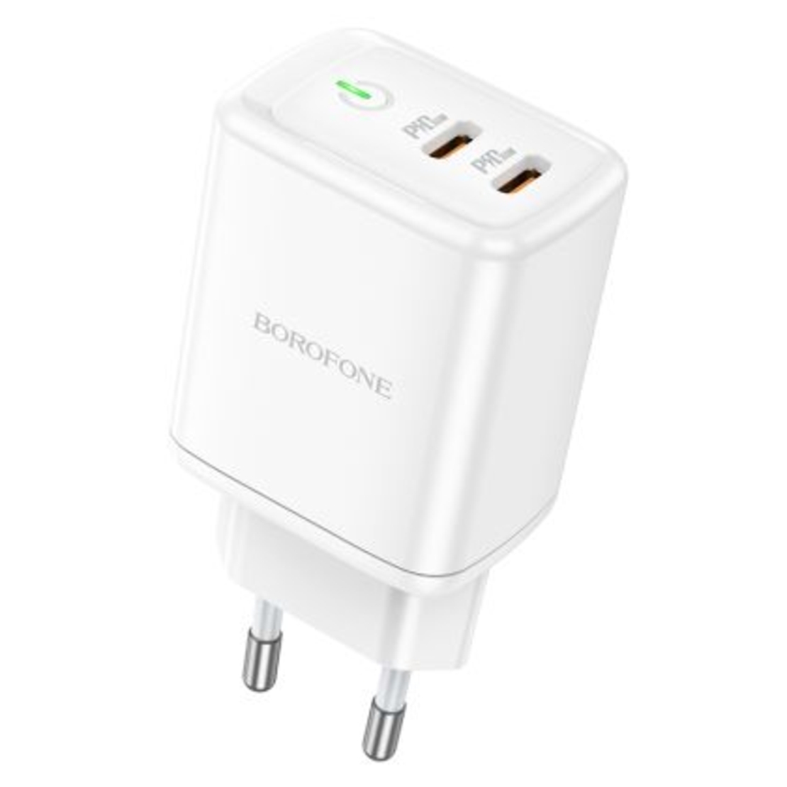 Мрежово зарядно адаптер Borofone, BN9 Reacher, 2Type C, QC3.0 PD 35W, Бързо зареждане, Бяло