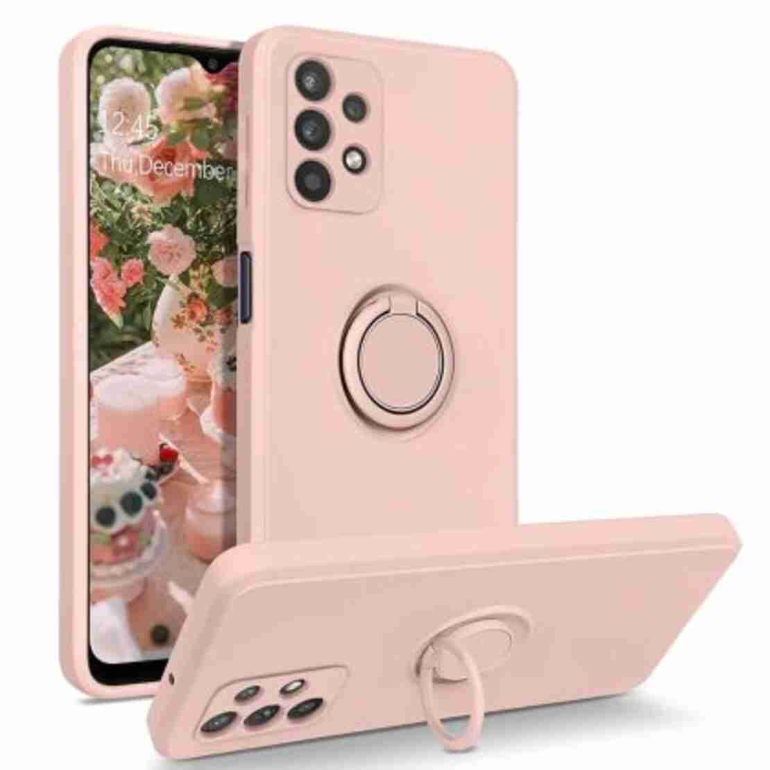 Кейс Vennus Silicone Ring за Samsung Galaxy A53 5G, Метален ринг, Защита около камерата, Светло розов