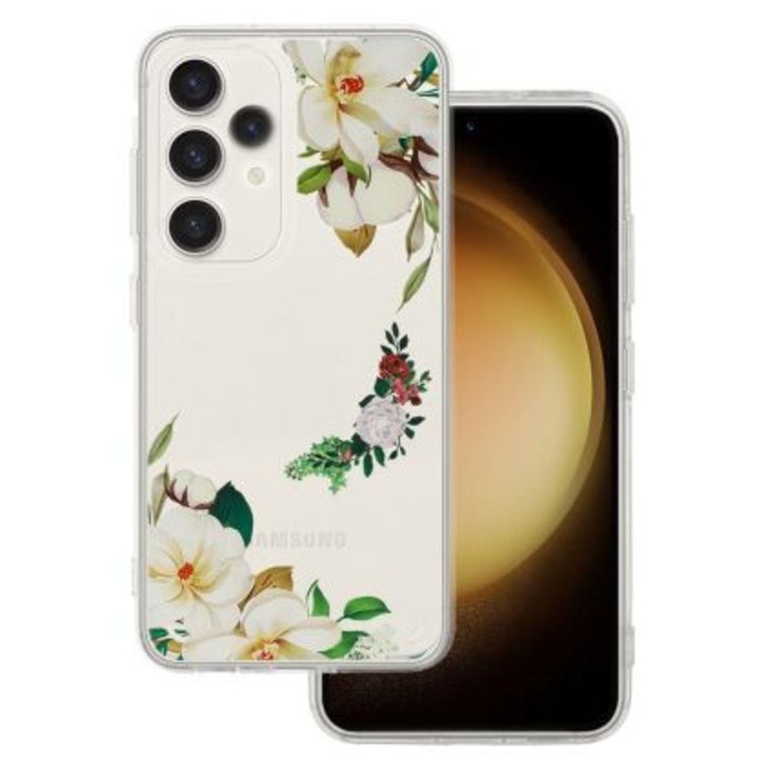 Кейс Tel Protect Flower, за Samsung Galaxy A33 5G, Защита около камерата, Прозрачен с бели цветя