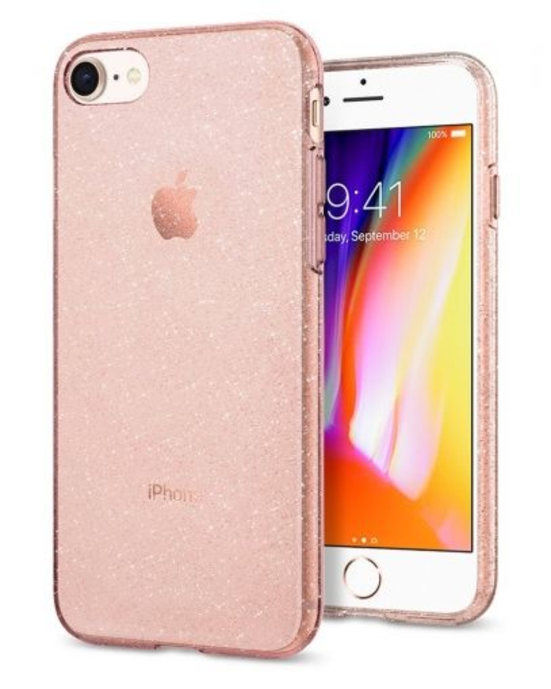 Силиконов гръб Lily Crystal Glitter за IPhone 7/8, Розов прозрачен