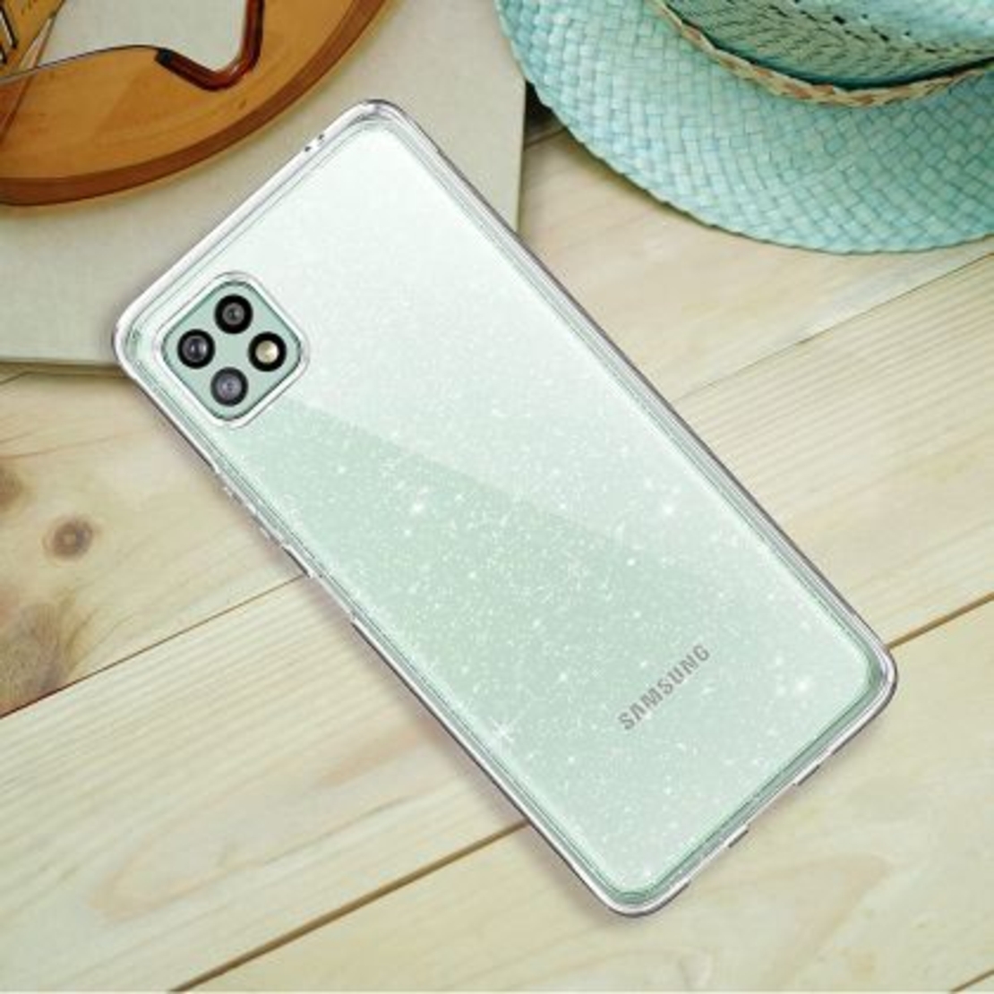 Силиконов блестящ гръб Lily Crystal Glitter за Samsung Galaxy A22 5G, Прозрачен
