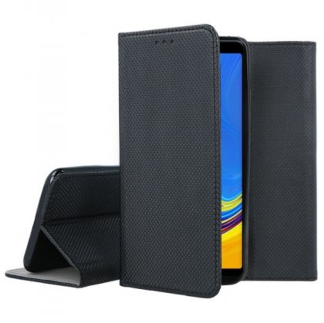 Кожен калъф Flip Book Smart за Samsung A750 Galaxy A7 2018, Черен