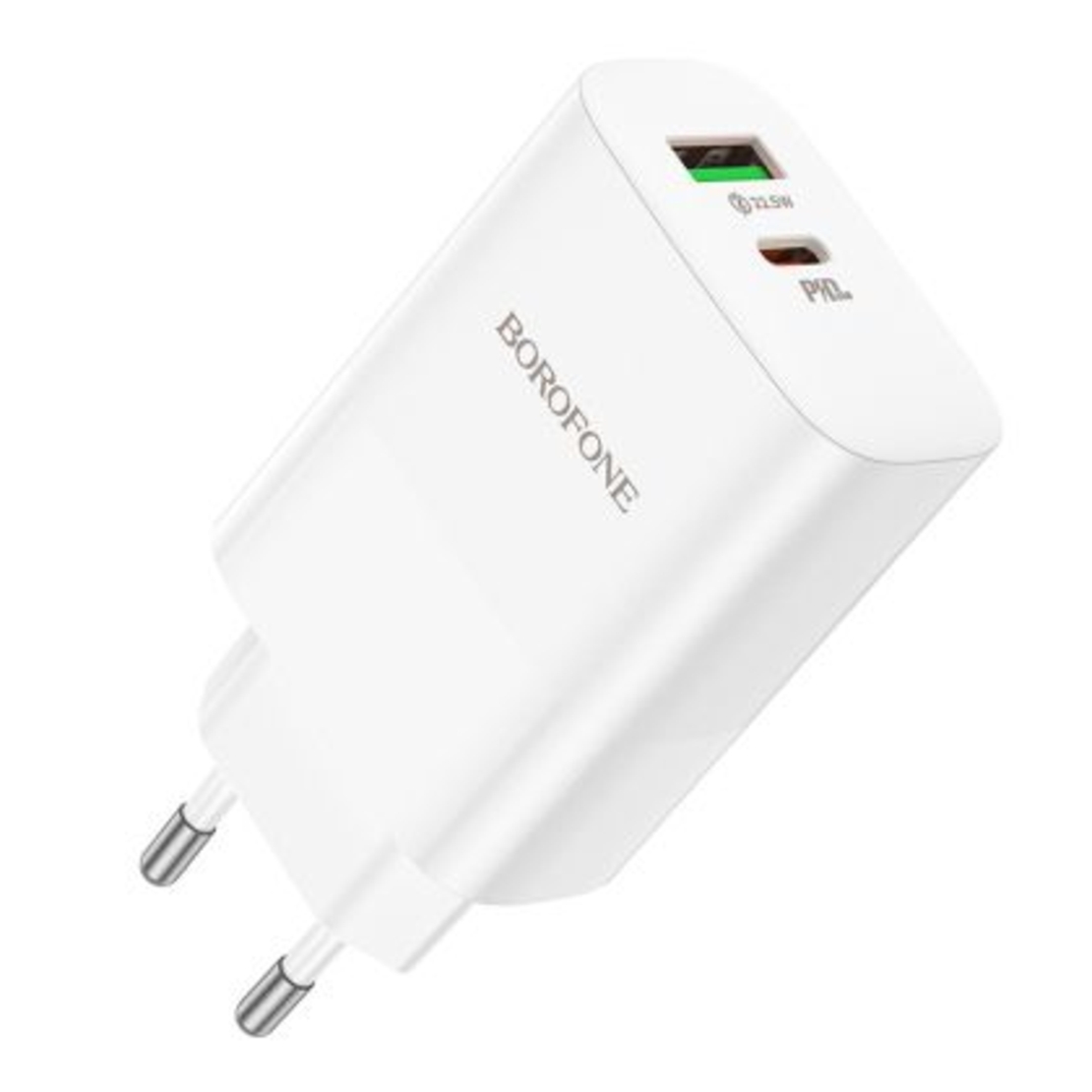Зарядно адаптер Borofone, BN10 Sunlight, 1USB+1Type C, QC3.0 PD 65W, Супер бързо зареждане, Бяло