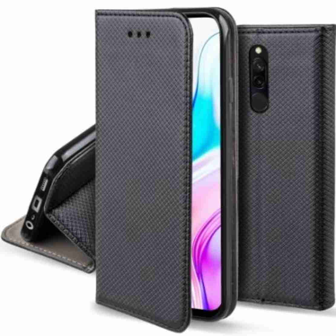 Кожен калъф Flip Book Smart за Xiaomi Redmi 8, Черен