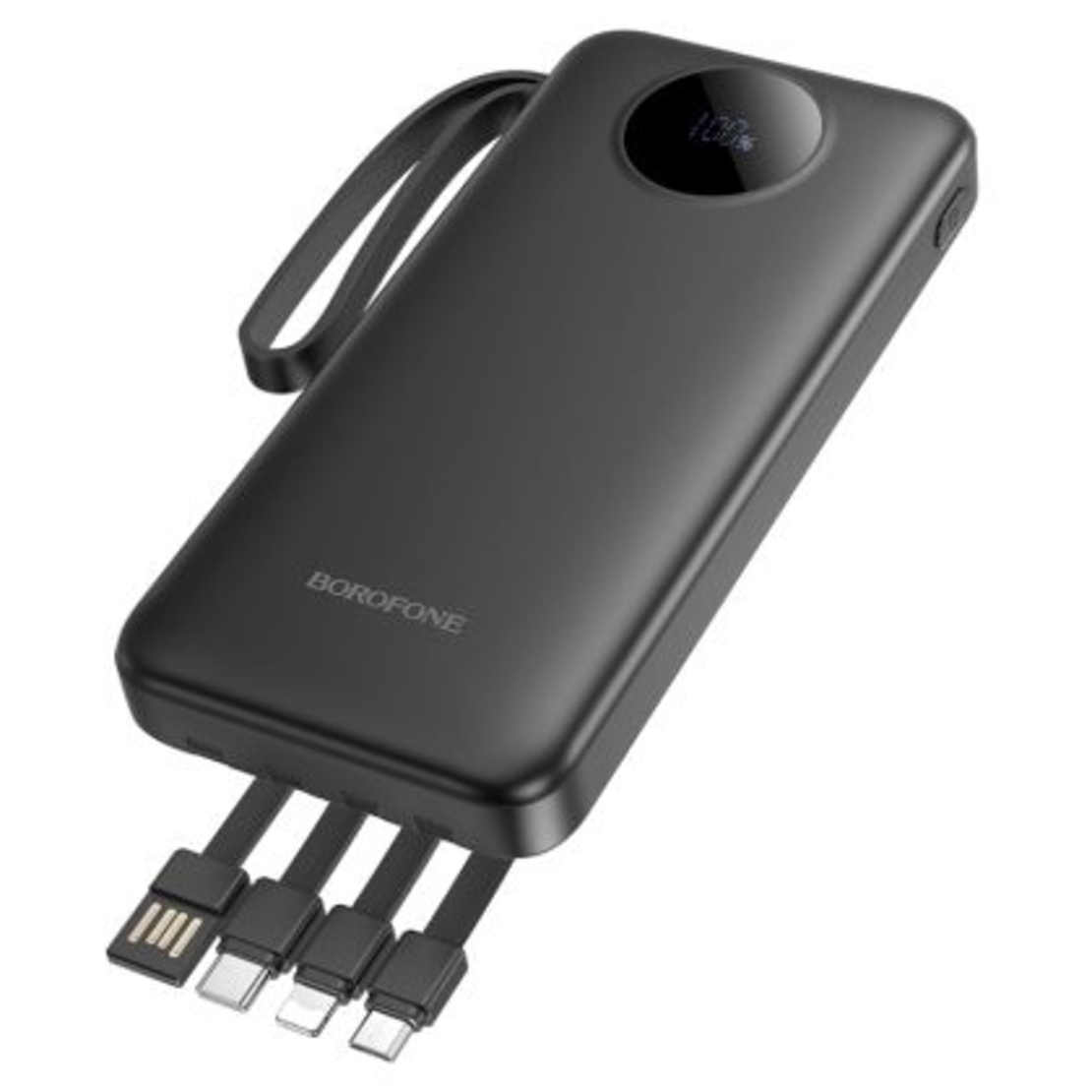 Преносима батерия Borofone, BJ53 10000mAh, кабел Micro USB/Type-C/Lightning, Бяла