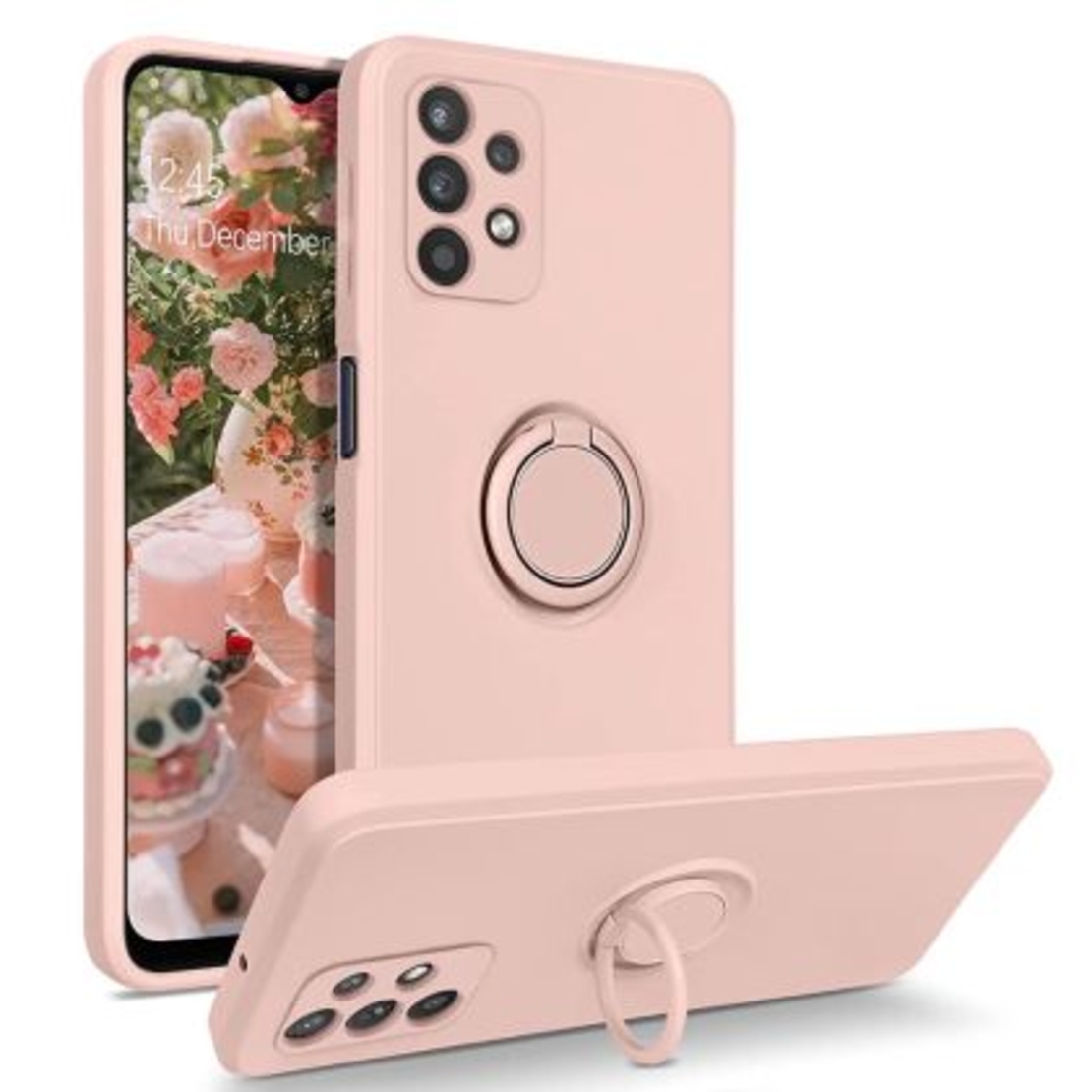 Кейс Vennus Silicone Ring за Samsung Galaxy A33 5G, Метален ринг, Защита около камерата, Светло розов