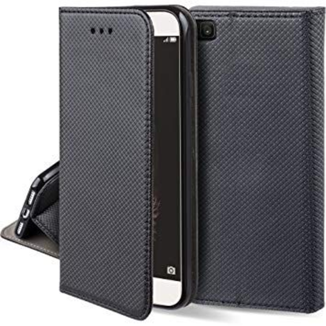 Кожен калъф Flip Book Smart за Huawei P8 Lite, Черен