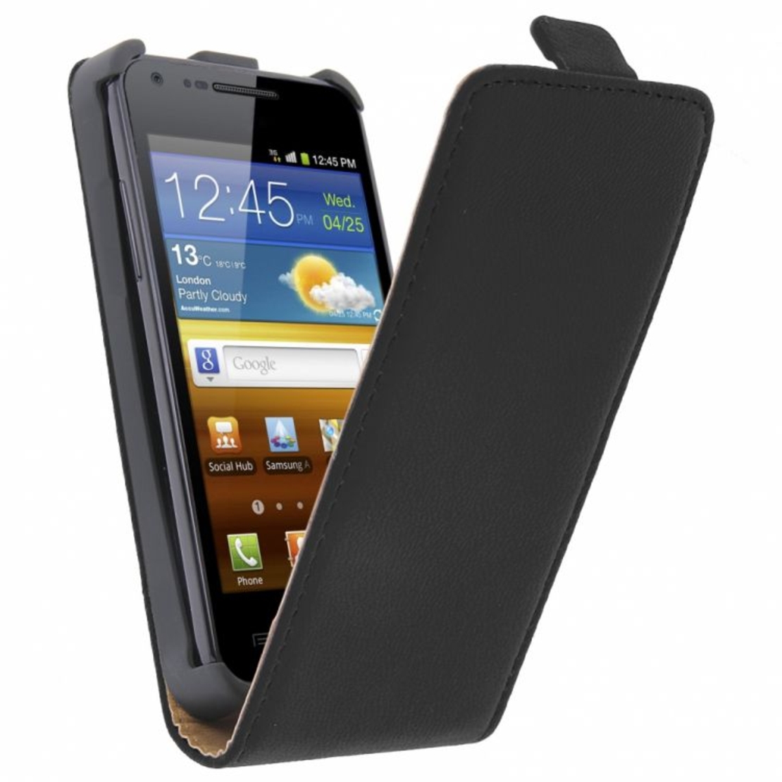 Кожен Flip калъф за Samsung Galaxy i9070 S Advance С БЕЗПЛАТЕН ПРОТЕКТОР ЗА ДИСПЛЕЙ