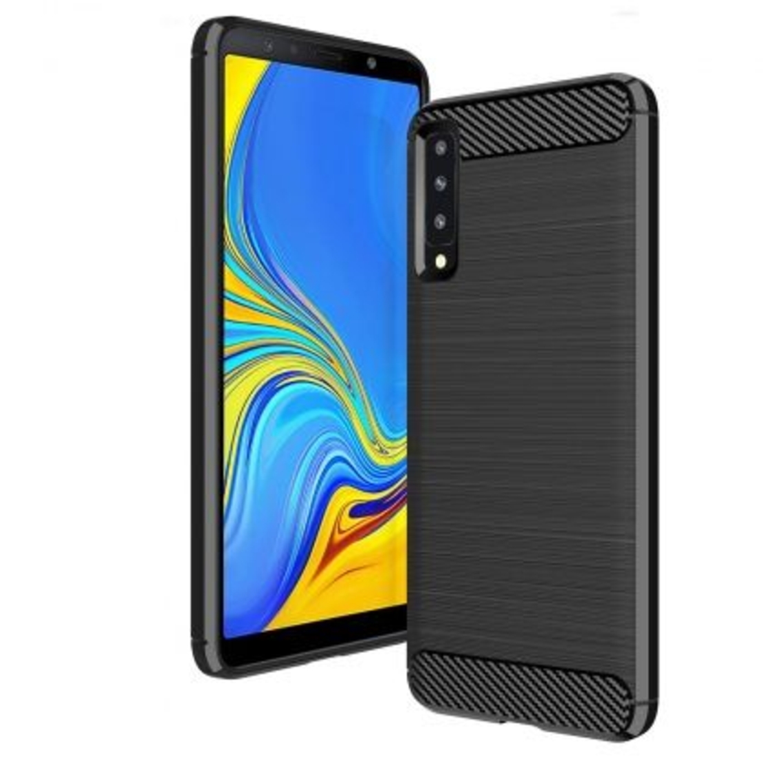 Anti Shock гръб Carbon за Samsung A750 Galaxy A7 2018, Черен