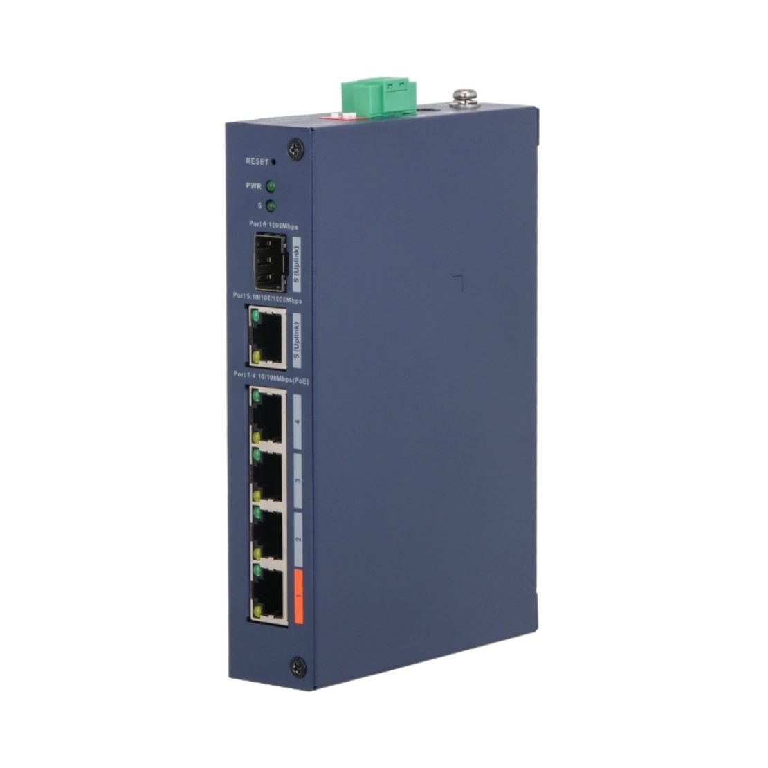 6 портов PoE мрежов комутатор, 4xPoE 1xSFP 1xGigabit RJ45 uplink - DAHUA CHS4106-4ET-60