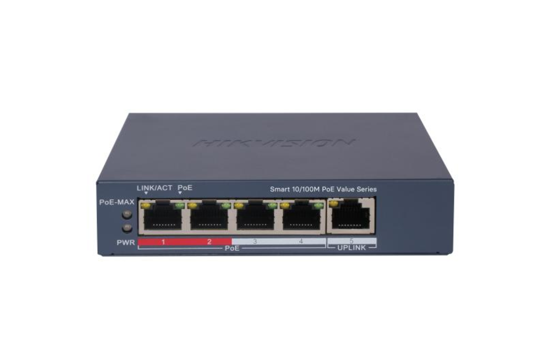 DS-3E1105P-EI/MV2 PoE Суич HikVision 4 PoE + 1xUPLINK 45W Smart Managed