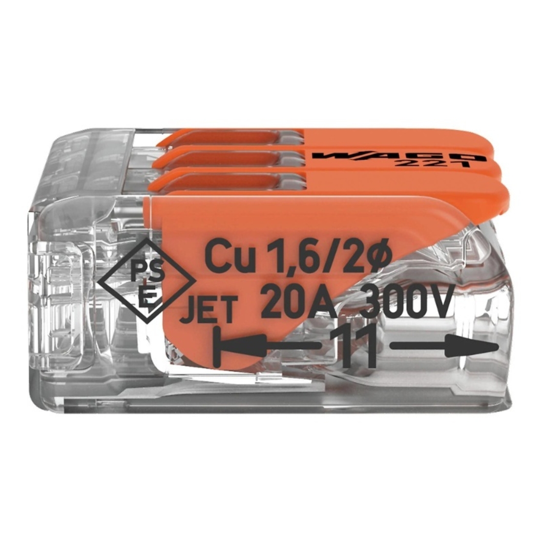 Бърза връзка Compact, за всички видове проводници от 0,2 до 4 mm² - 3-ка - Wago Compact 221-413