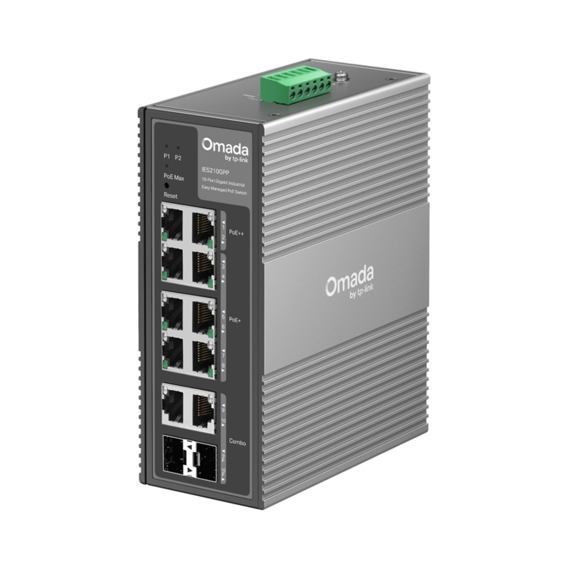 10-Port Gigabit Industrial Easy Managed Switch with 6-Port PoE+ and 2-Port PoE++ Omada by TP-Link IES210GPP