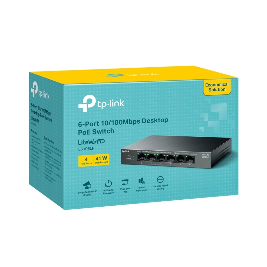 6-портов 10/100Mbps Desktop Switch с 4-порта PoE - Omada by TP-Link LS106LP
