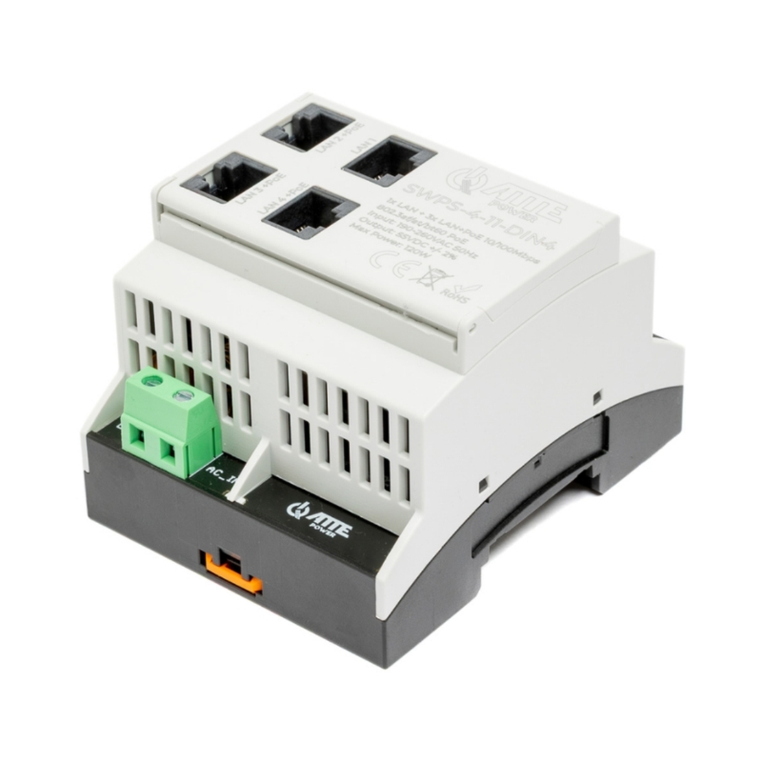 3 PoE порта, 1 UpLink порт - ATTE Power SWPS-4-11-DIN4