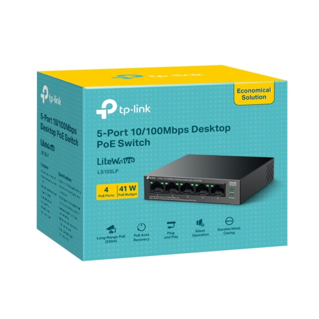 5-портов 10/100Mbps Desktop Switch с 4-порта PoE - Omada by TP-Link LS105LP