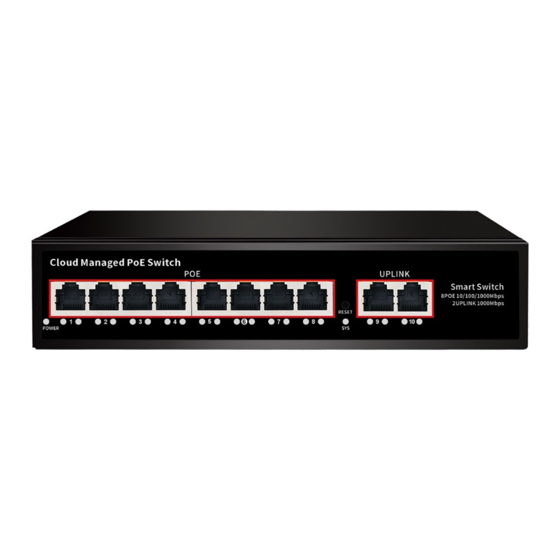 8 Port Gigabit Cloud-managed POE Суич ConnectOn (2 uplink)