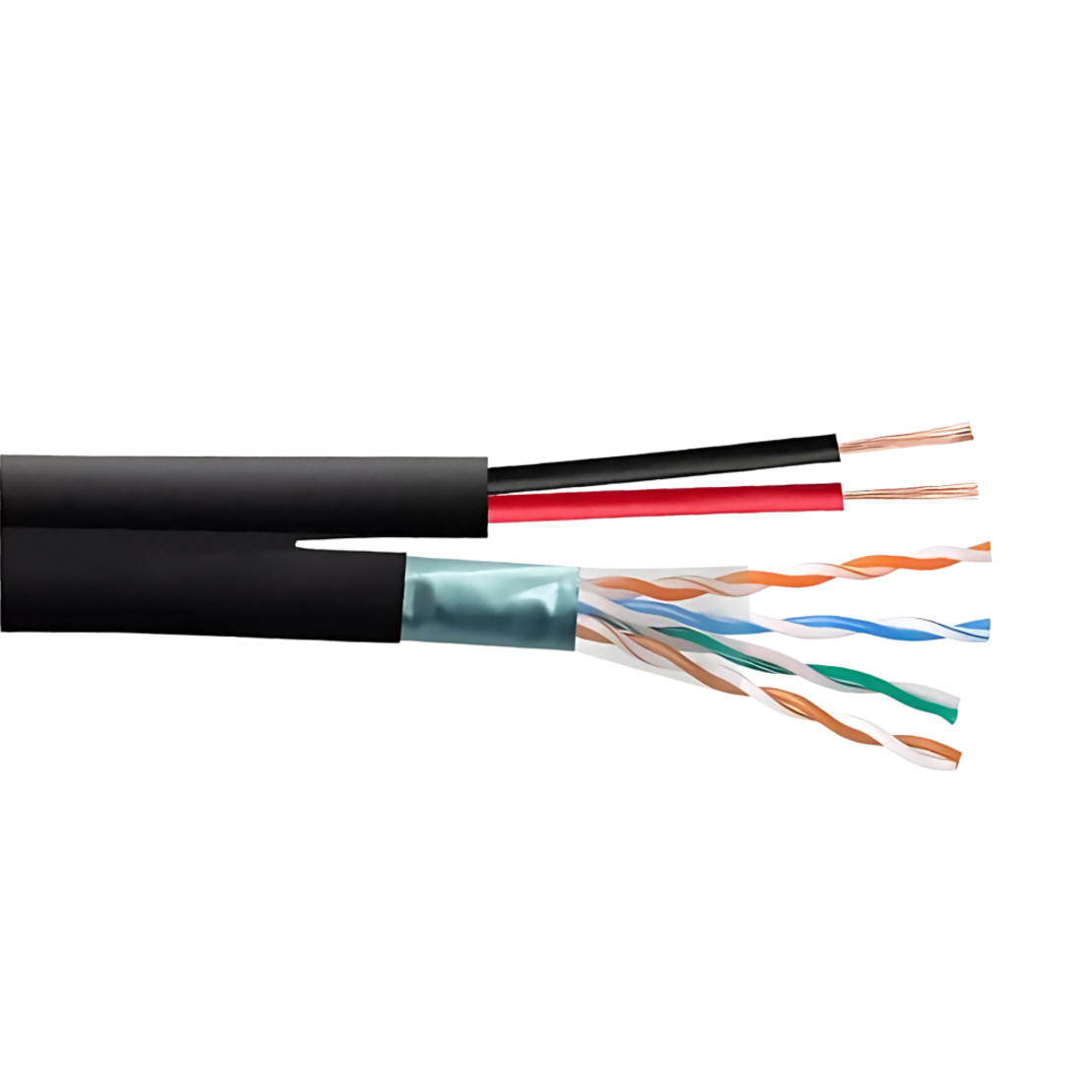 Кабел FTP Cat.5E CU 24AWG+2x0.75 mm CU