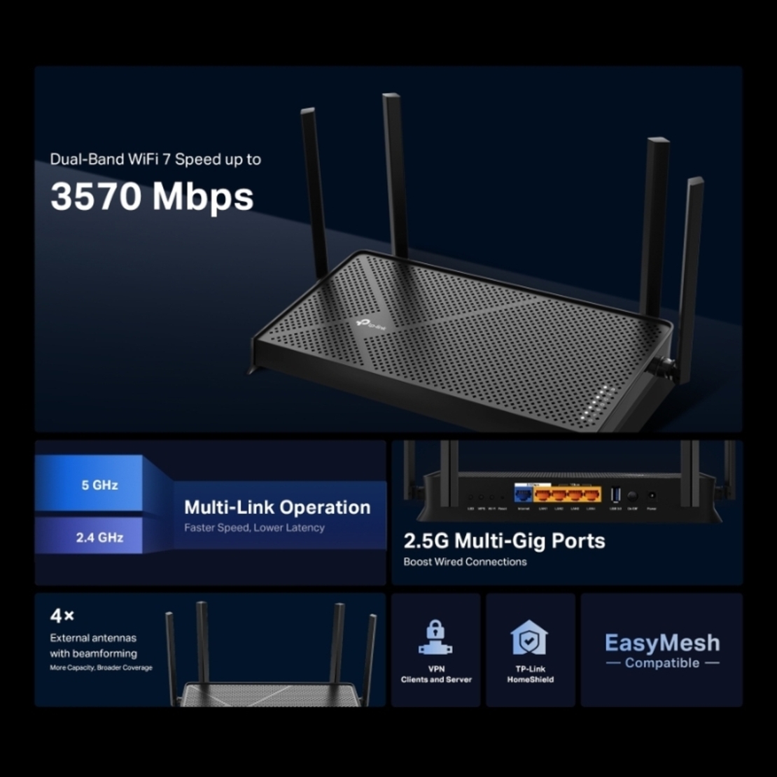 BE3600 Dual-Band Wi-Fi 7 Router TP-Link Archer BE230