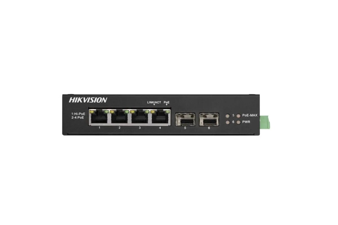 PoE СуичHikVision DS-3T0506HP-E/HS 4 Port Gigabit Unmanaged Harsh POE