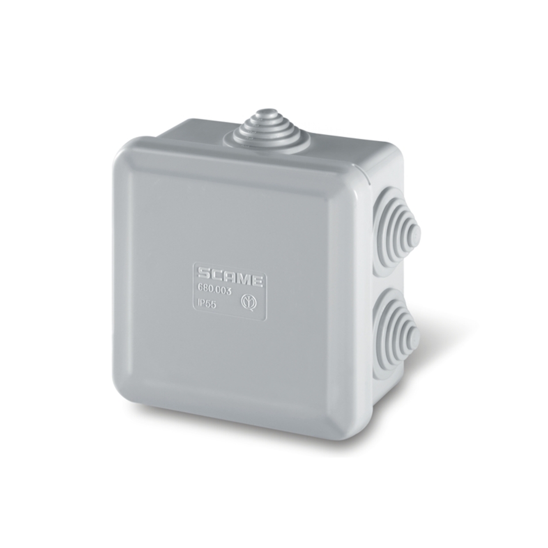 Кутия PVC 80х80х40 IP55,UV,7 щуцера SCAMEзатваряне на клик