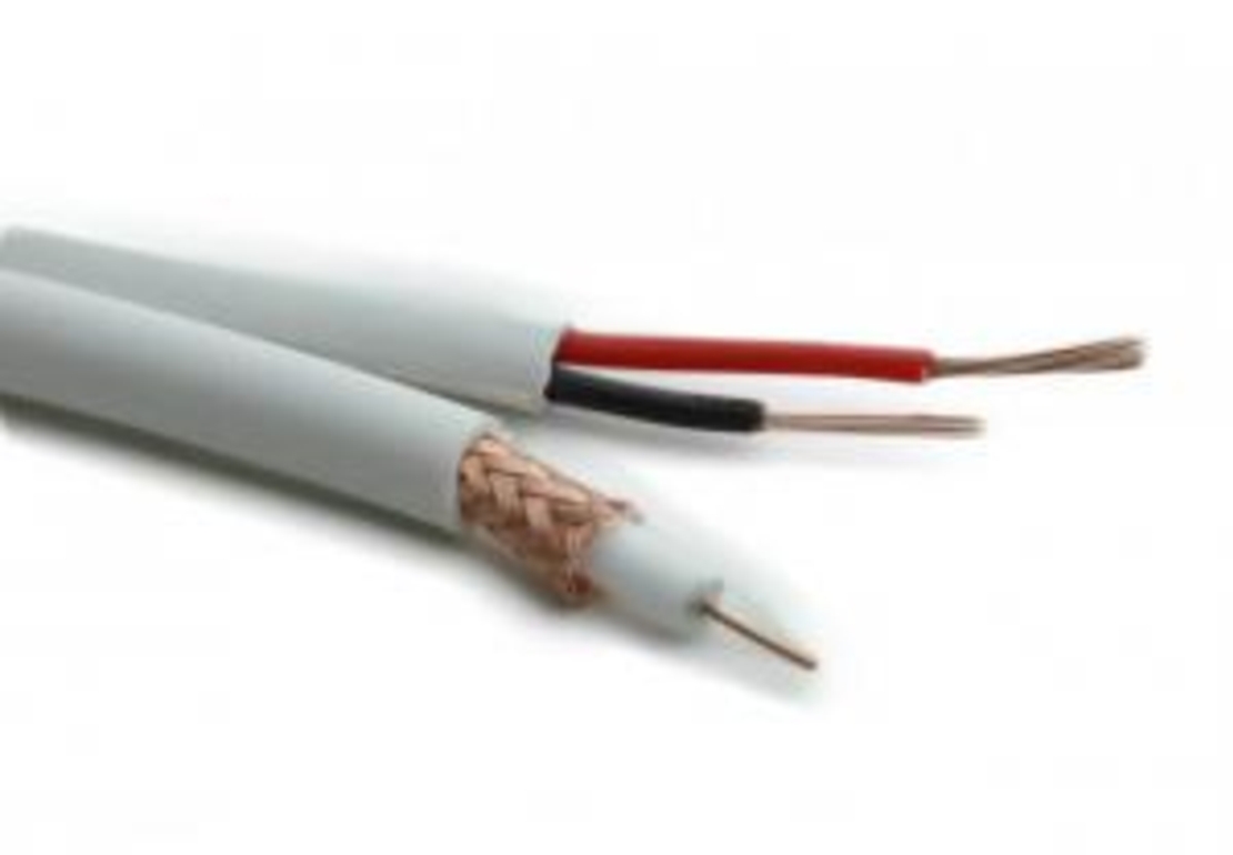 Коаксиален кабел RG59 CU + 2x0,50mm CU БЯЛ