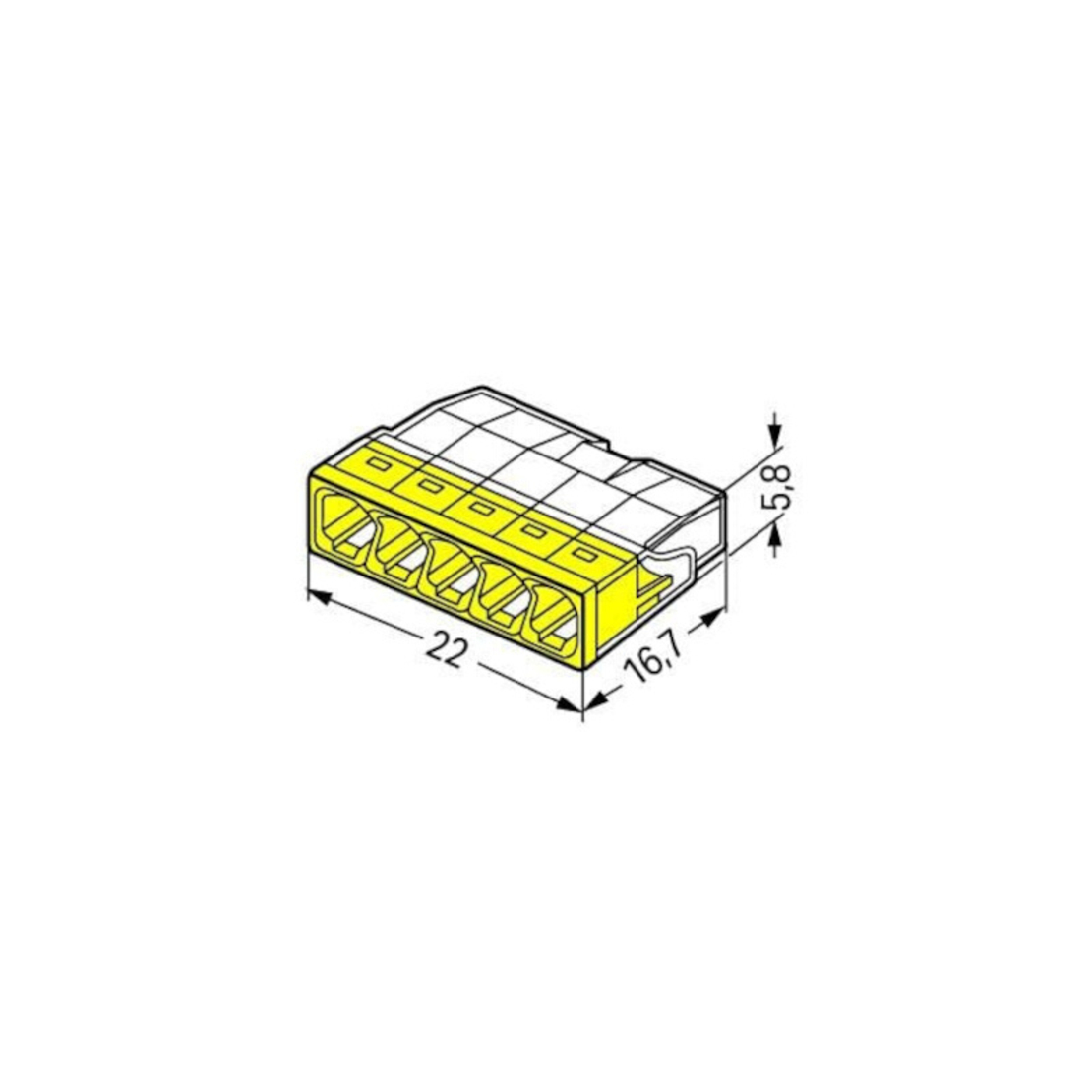 Бърза връзка Compact, за твърд проводник от 0,5 до 2,5 mm² - 5-ца - Wago Compact 2273-205