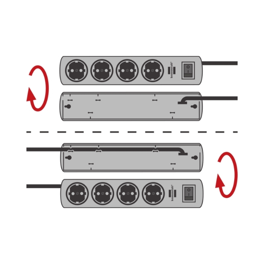 Разклонител 10x 2P+E два реда с 2 ключа ON/OFF и кабел 2m Черен - Brennenstuhl Primera-Line Power Strip BS1153300120