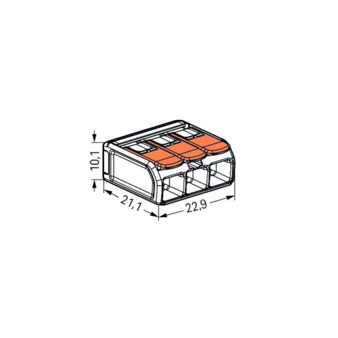 Бърза връзка Compact, за всички видове проводници от 0,5 до 6 mm² - 3-ка - Wago Compact 221-613