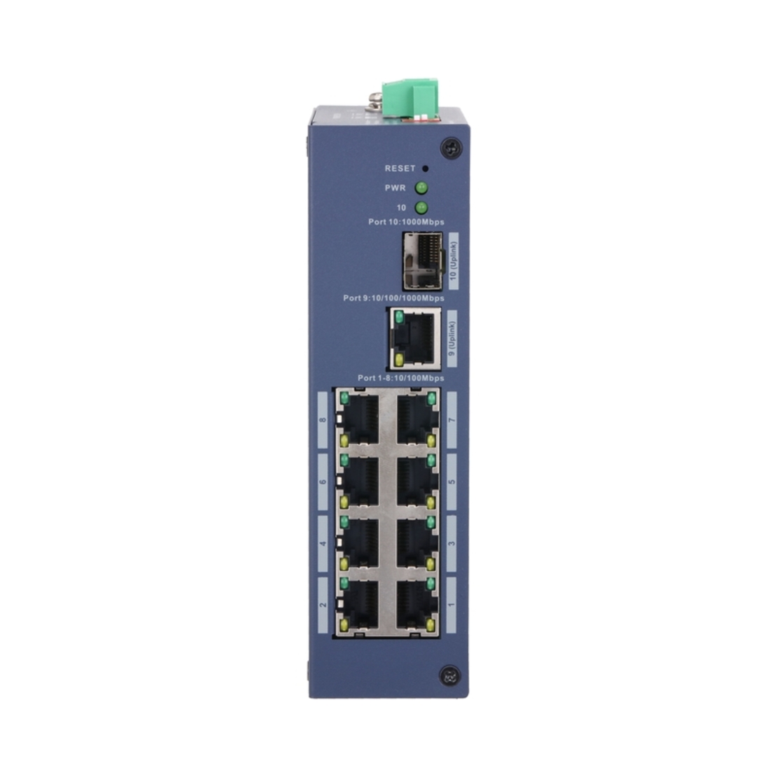 10-портов L2 индустриален мрежов комутатор, 8xFE/1xGE/1xSFP - DAHUA CHS4110-8ET