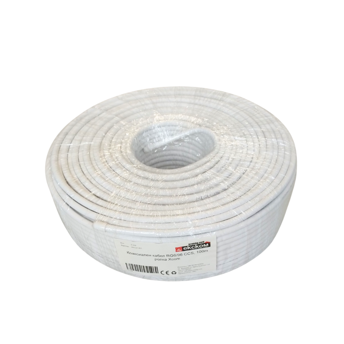 Коаксиален кабел RG6/96 CCS 100м с високо съдържание на мед (ролка)