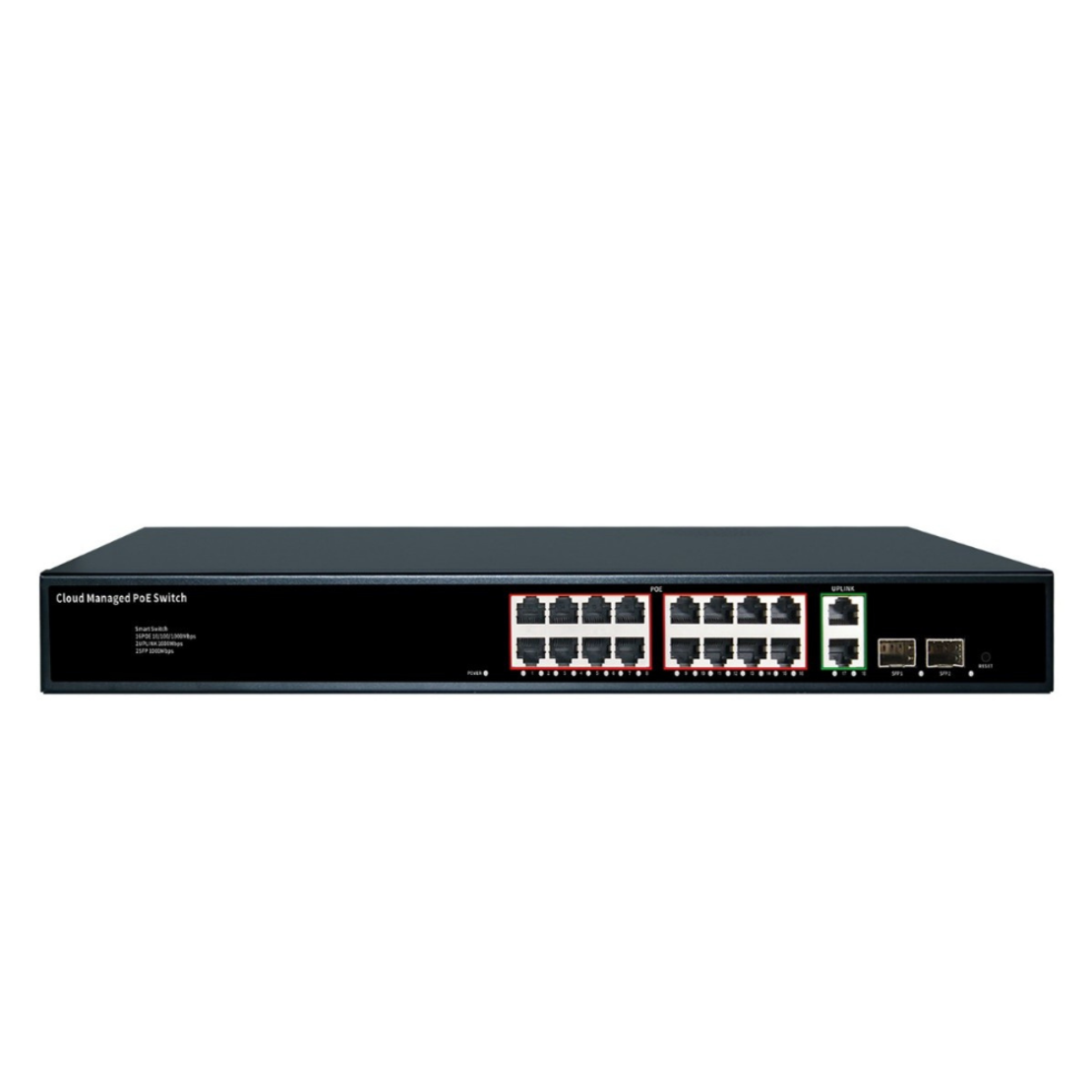 16 Port Gigabit Cloud-managed POE Суич ConnectOn (2 uplink +2 SFP)