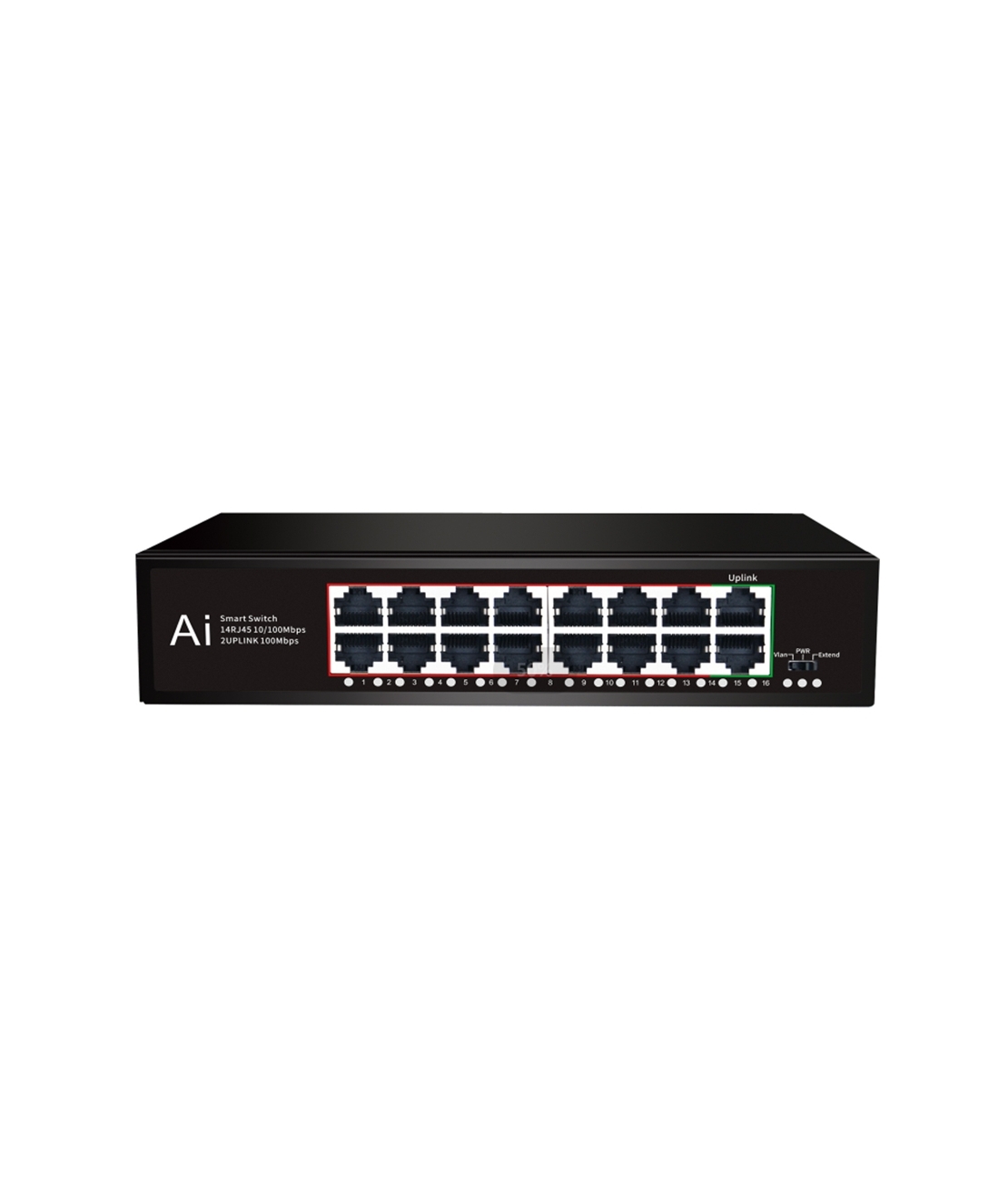 PoE Суич 10/100, 14 ports + 2 Uplink x 100Mbit, 3.2Gbps IEEE802.3af/at, 200W, 250m