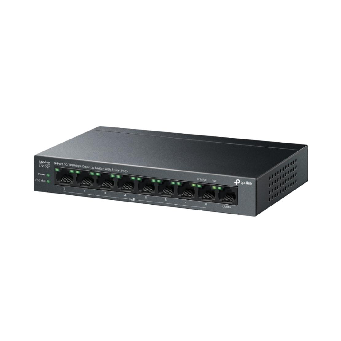 9-портов 10/100Mbps Desktop Switch с 8-порта PoE+ - Omada by TP-Link LS109P