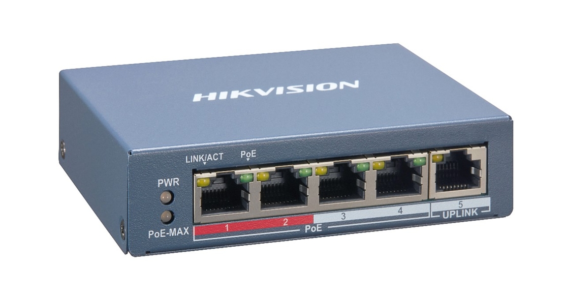 PoE Суич HikVision DS-3E1105P-EI, 30W, 4+1p