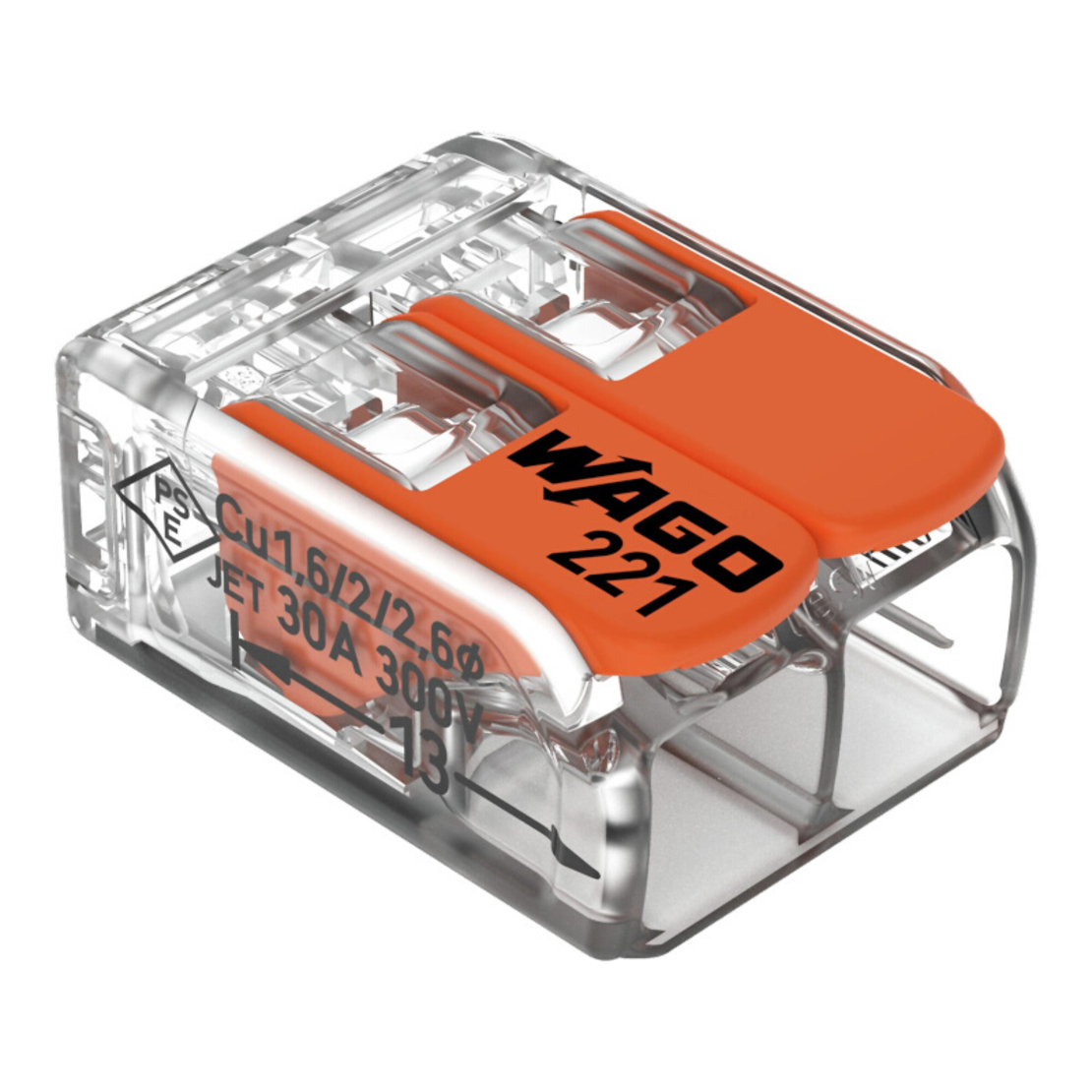 Бърза връзка Compact, за всички видове проводници от 0,5 до 6 mm² - 2-ка - Wago Compact 221-612