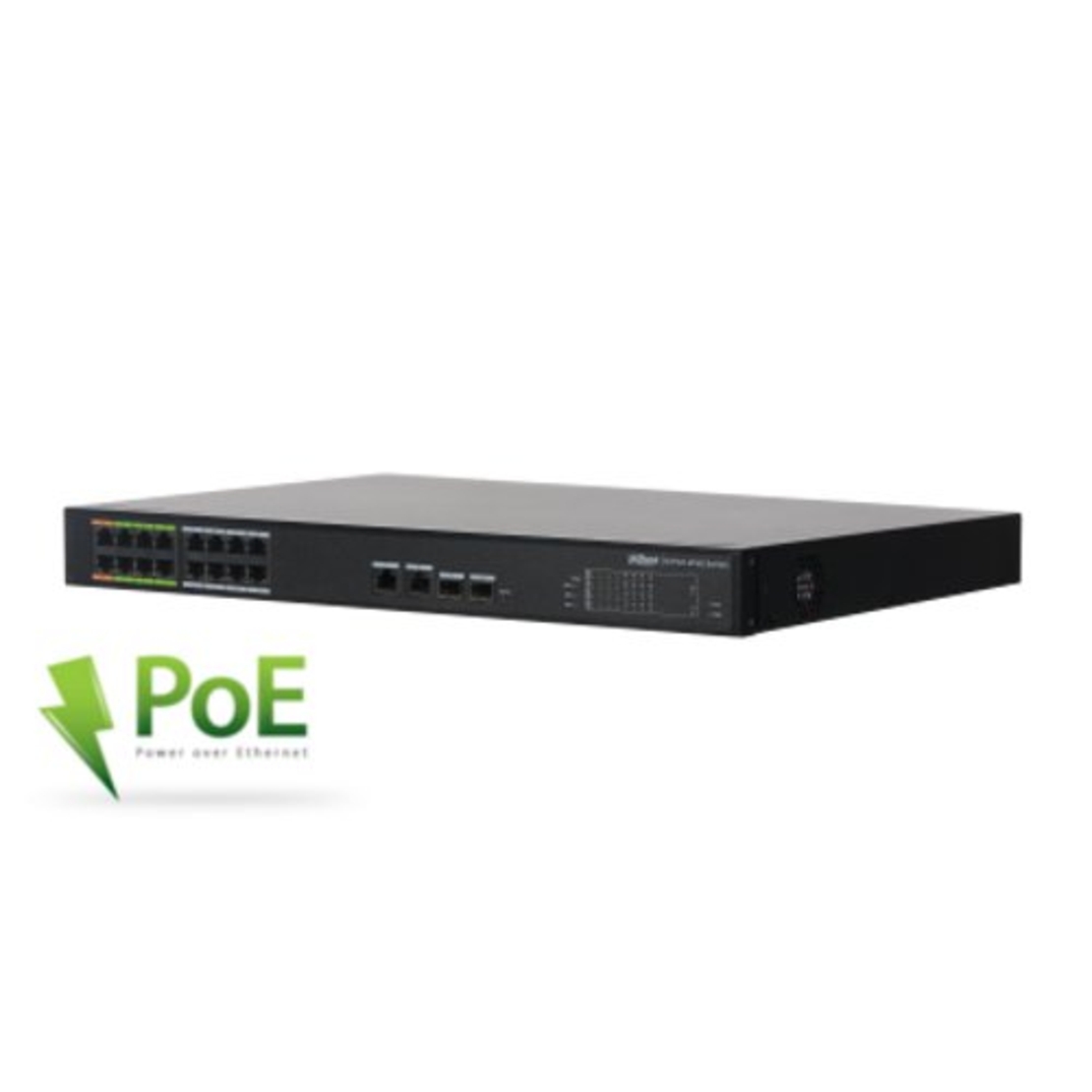 18 портов еPoE мрежов комутатор, 16xPoE/ 2xUPLINK/ 2xSFP - DAHUA LR2218-16ET-240