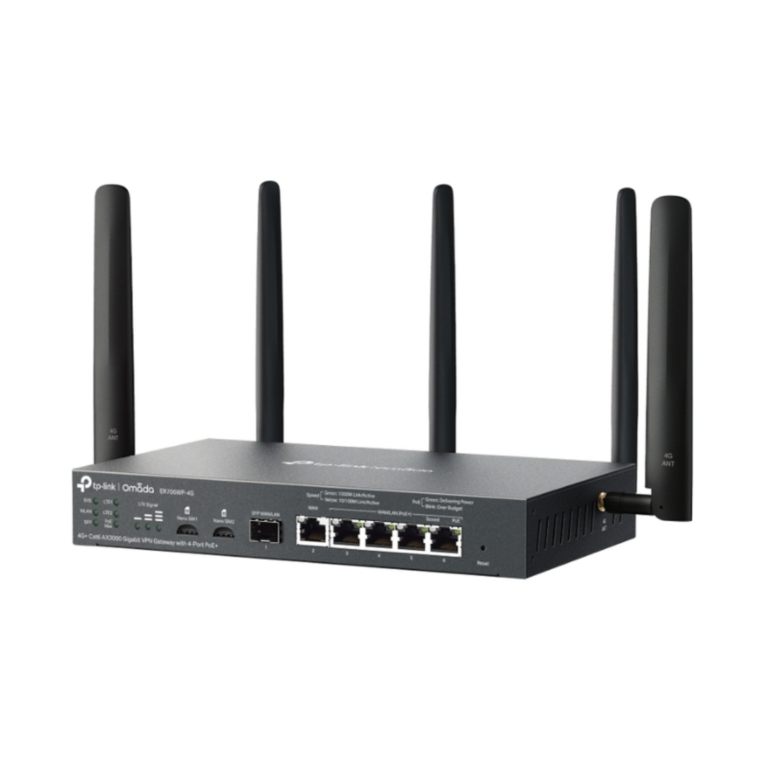 4G+ Cat6 AX3000 Gigabit VPN Gateway with 4-Port PoE+ Omada by TP-Link ER706WP-4G