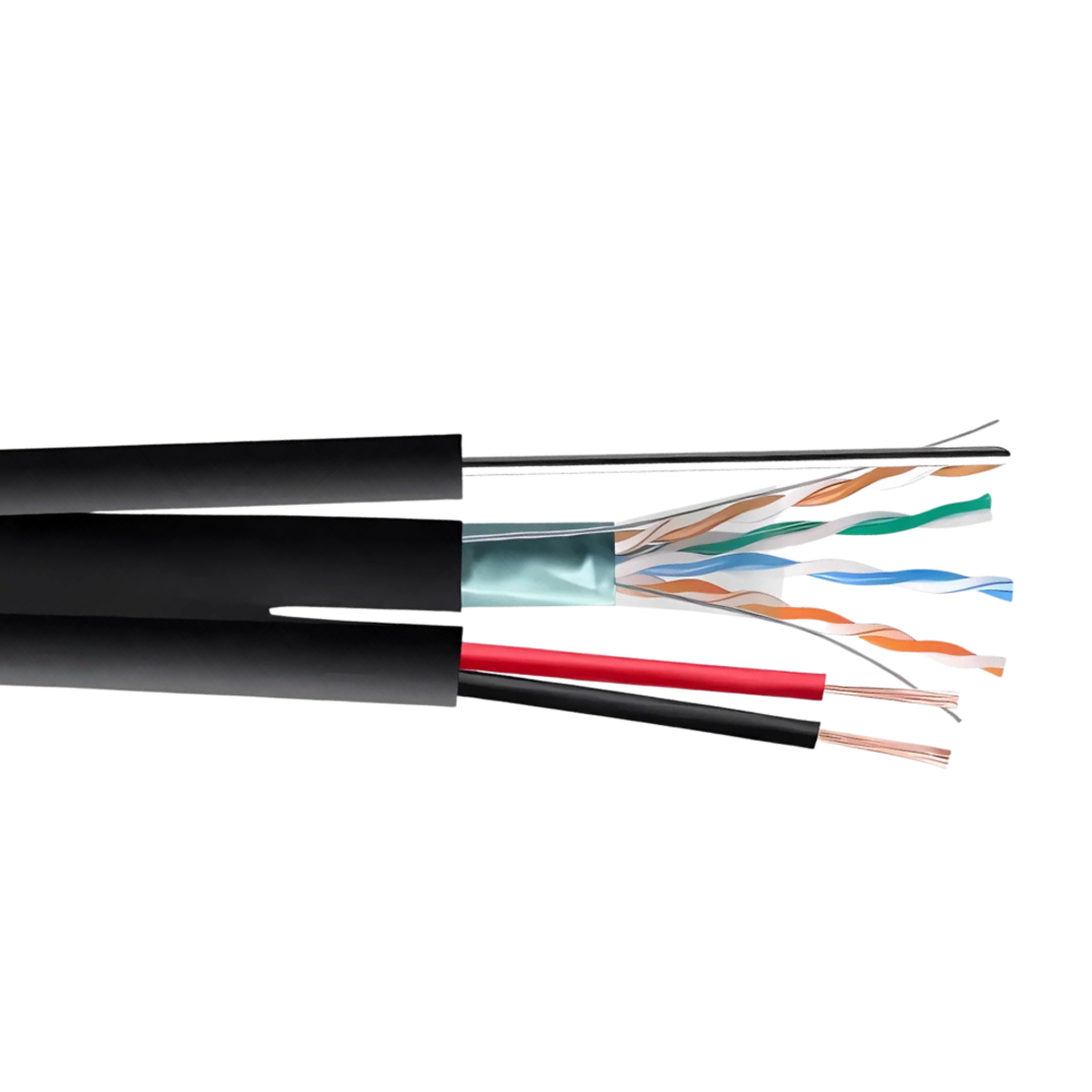 FTP/M Cat5e 24AWG Cu + 2x0,75mm CU захранващи проводници
